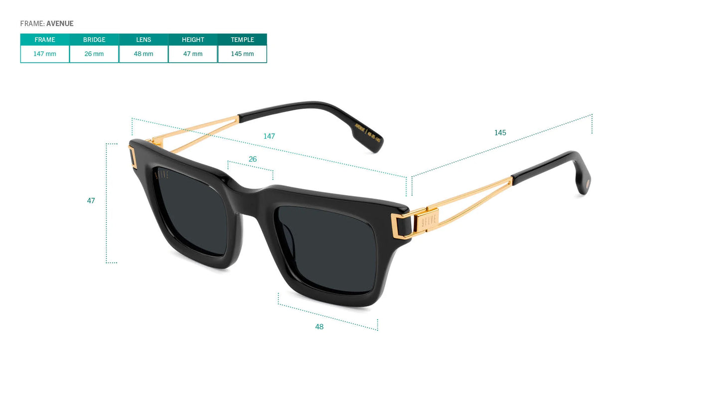 9FIVE Avenue Black & Gold Clear Lens Glasses