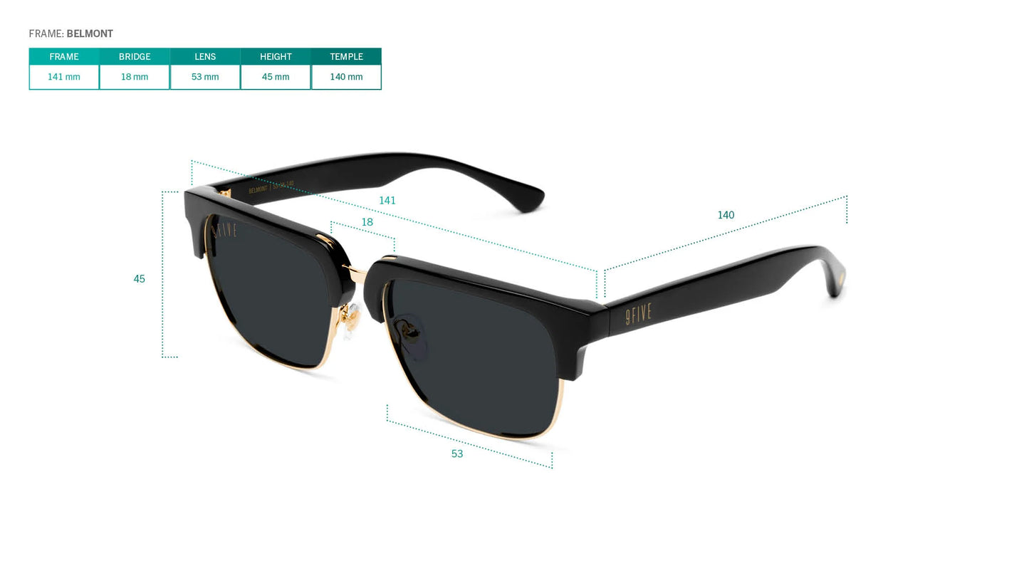 9FIVE Belmont Black & Gold - Gradient Sunglasses