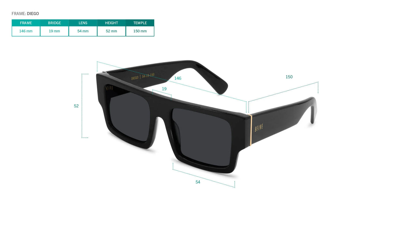 9FIVE Diego Black & Gold - Gradient Sunglasses