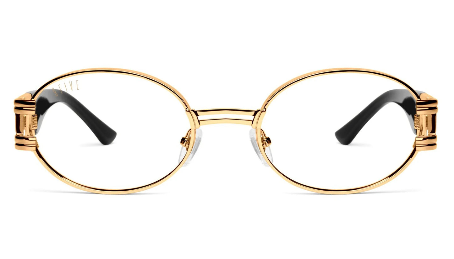 9FIVE St. James – Special XL sizing – Black & Gold Clear Lens Glasses