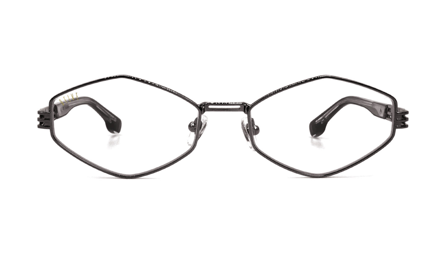 9FIVE Iris Rhombus Gun Metal - Clear Lens Glasses