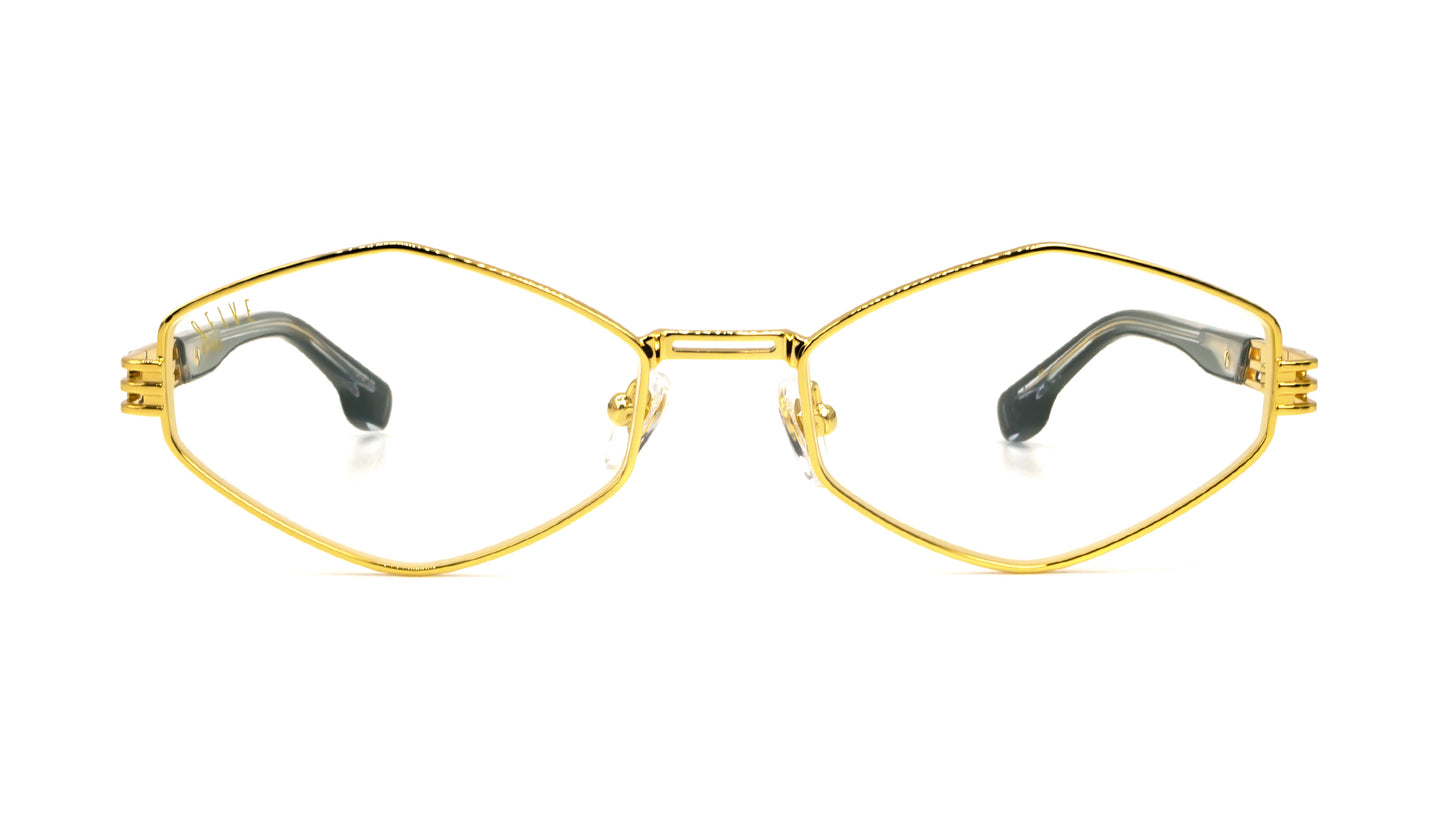 9FIVE Iris Rhombus Black & Gold - Clear Lens Glasses