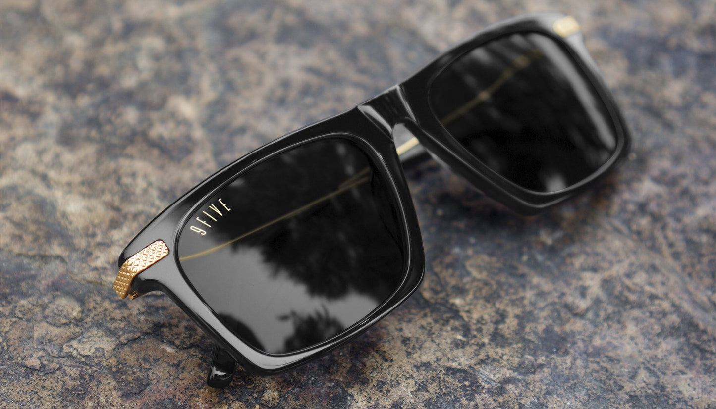 9FIVE Three Black & Gold Sunglasses