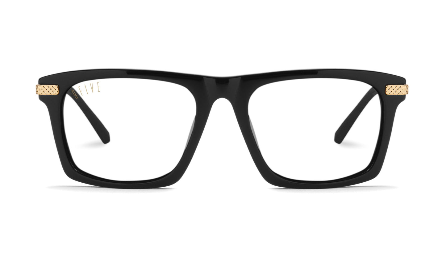 9FIVE Three Black & Gold Clear Lens Glasses