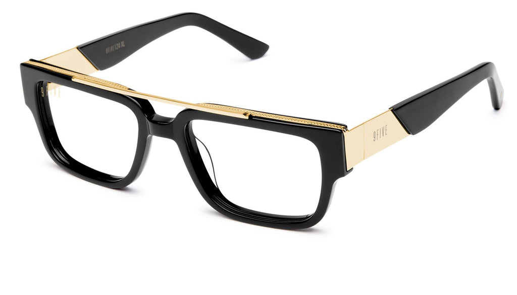 9FIVE 24 Black & Gold XL Clear Lens Glasses