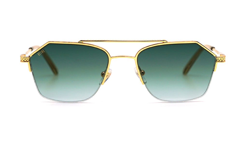 Special edition: 9FIVE Quarter Black & Gold - Green Gradient Sunglasses