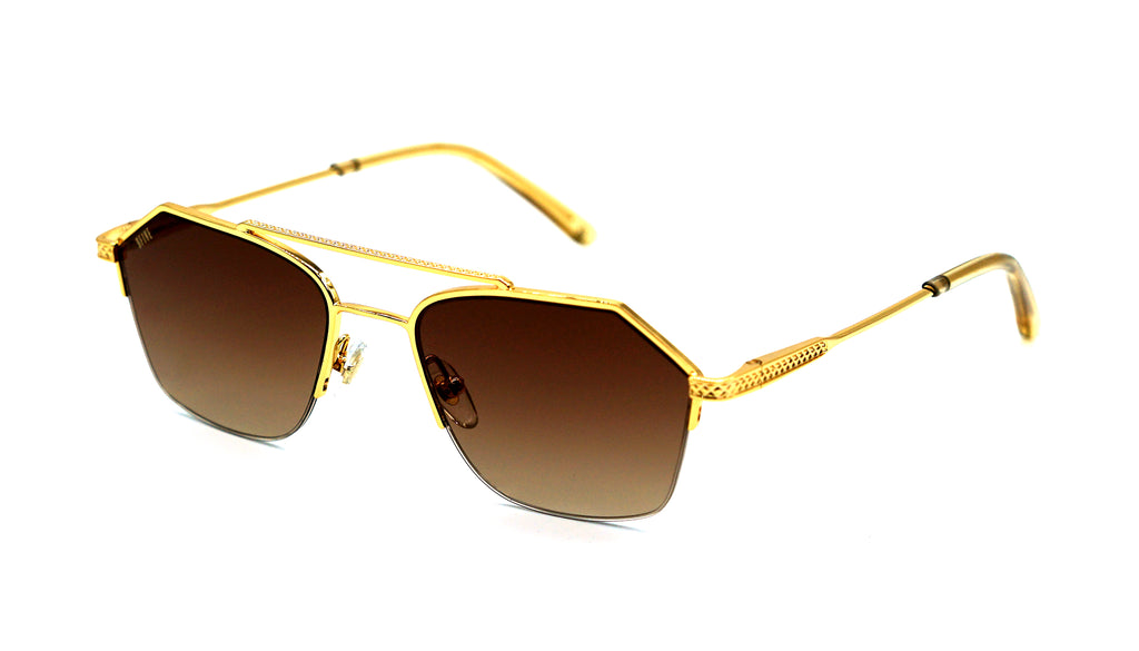 Special Edition: 9FIVE Quarter Black & Gold - Sienna Brown Sunglasses