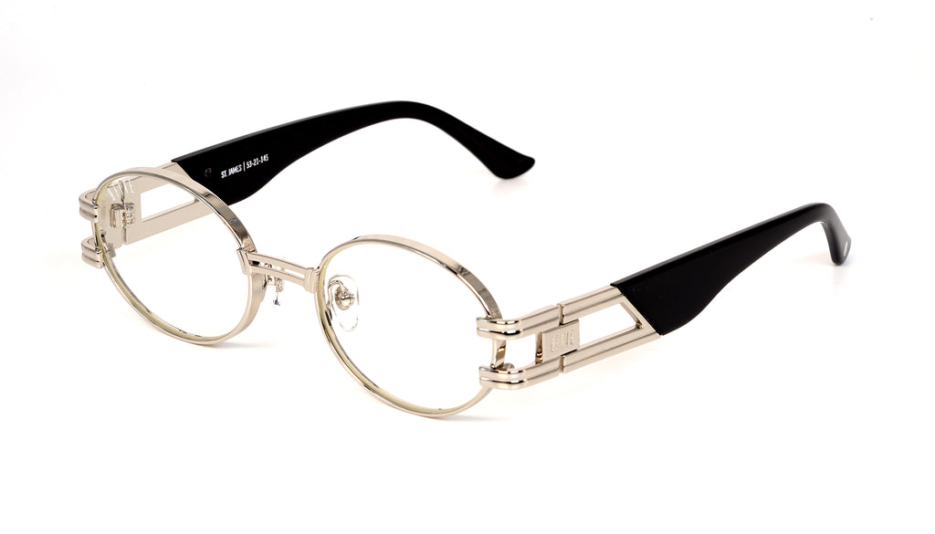 9FIVE St. James Black & Platinum Clear Lens Glasses