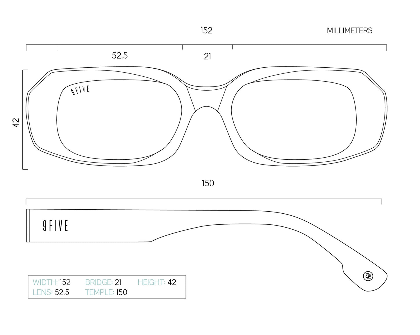 9FIVE Soma Black &amp; Gold Clear Lens Glasses