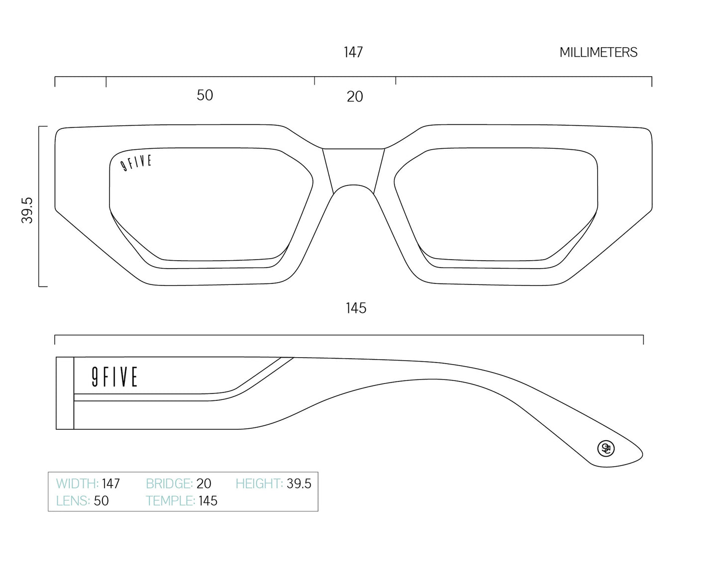 9FIVE Vincent Black &amp; Gold - Gradient Sunglasses