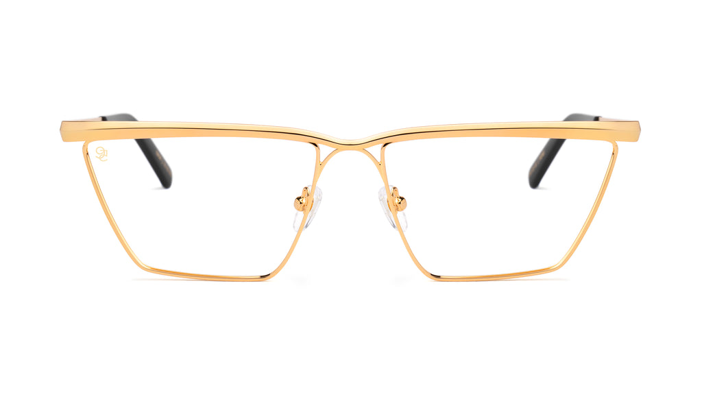 9FIVE Lucia Black & Gold - Clear Lens Glasses