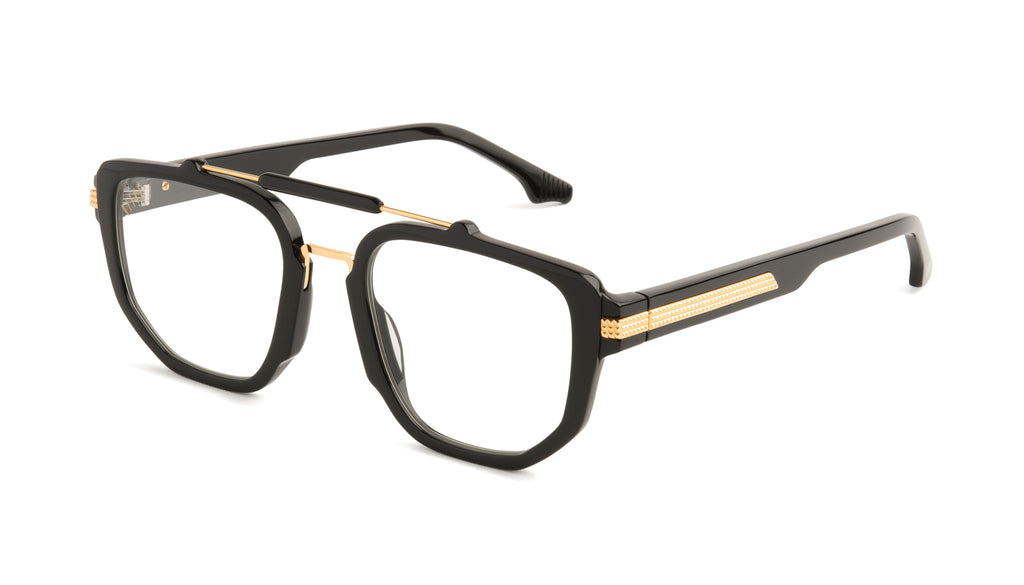9FIVE Lawrence Black & Gold Clear Lens Glasses