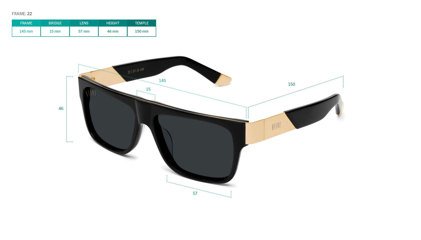 9FIVE 22 Black & Gold - Gradient Sunglasses