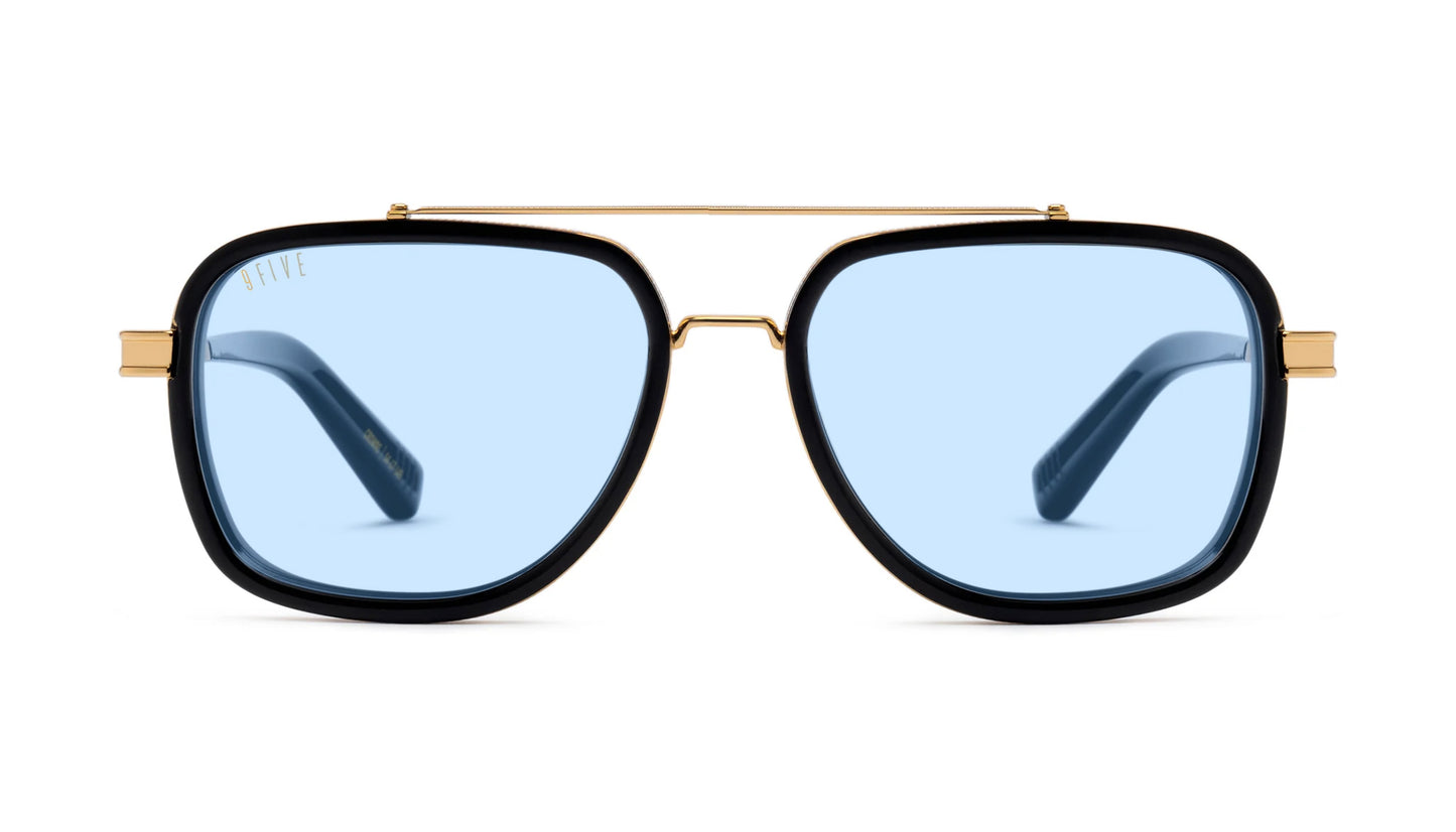 9FIVE Crowns Black & Gold - Crystal Blue Sunglasses