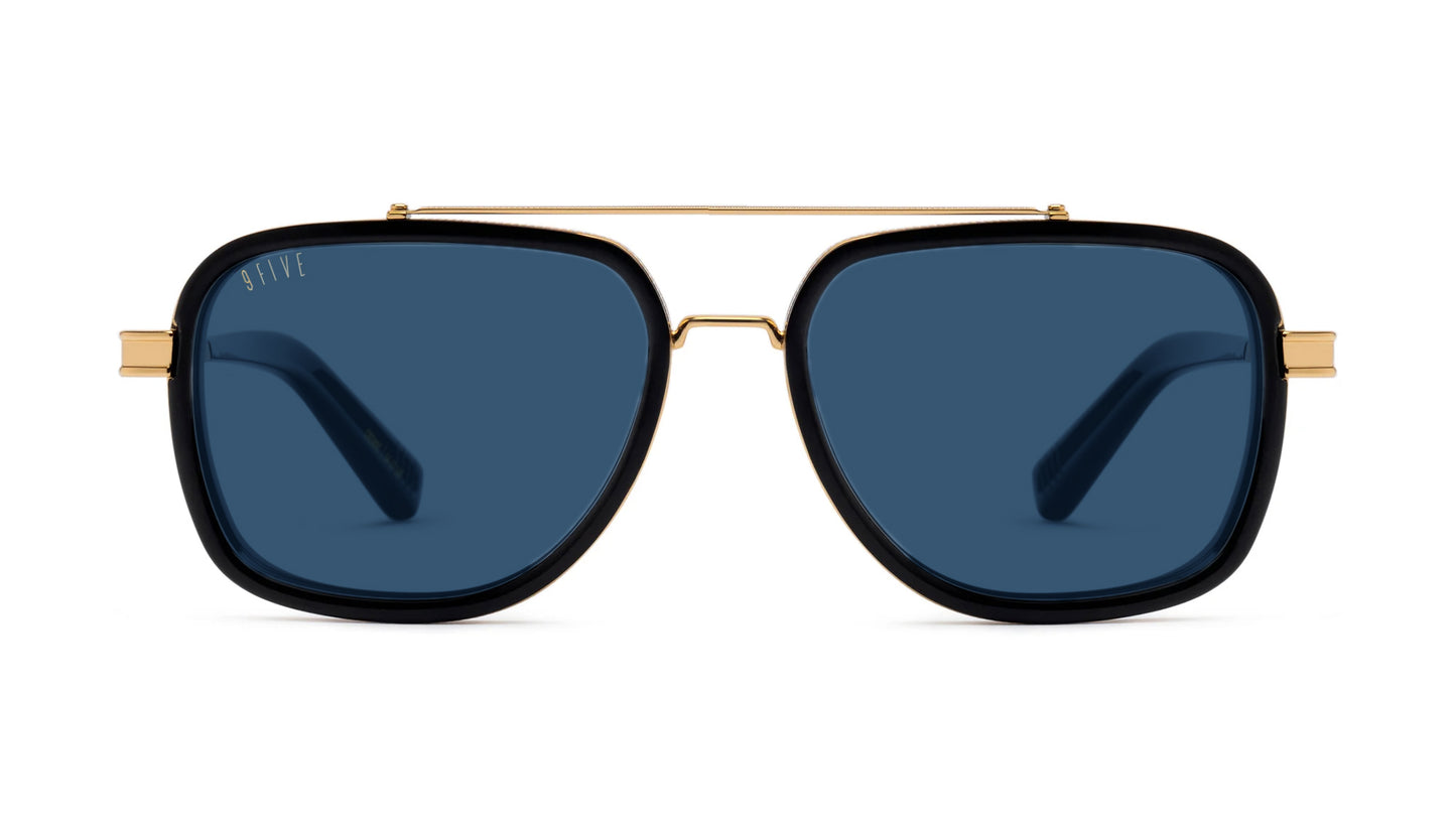 9FIVE Crowns Black & Gold - Crystal Blue Sunglasses