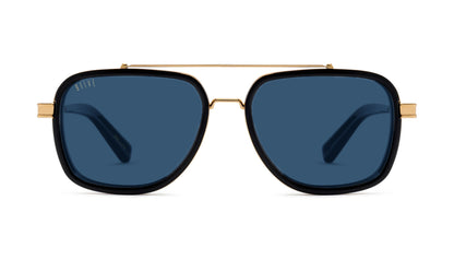 9FIVE Crowns Black & Gold - Crystal Blue Sunglasses