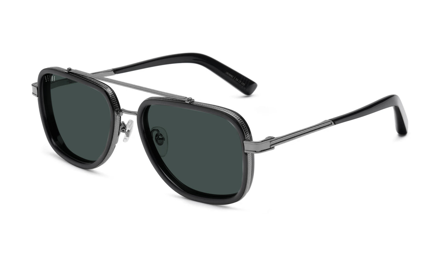 9FIVE Crowns Gun metal - Dark Olive Sunglasses