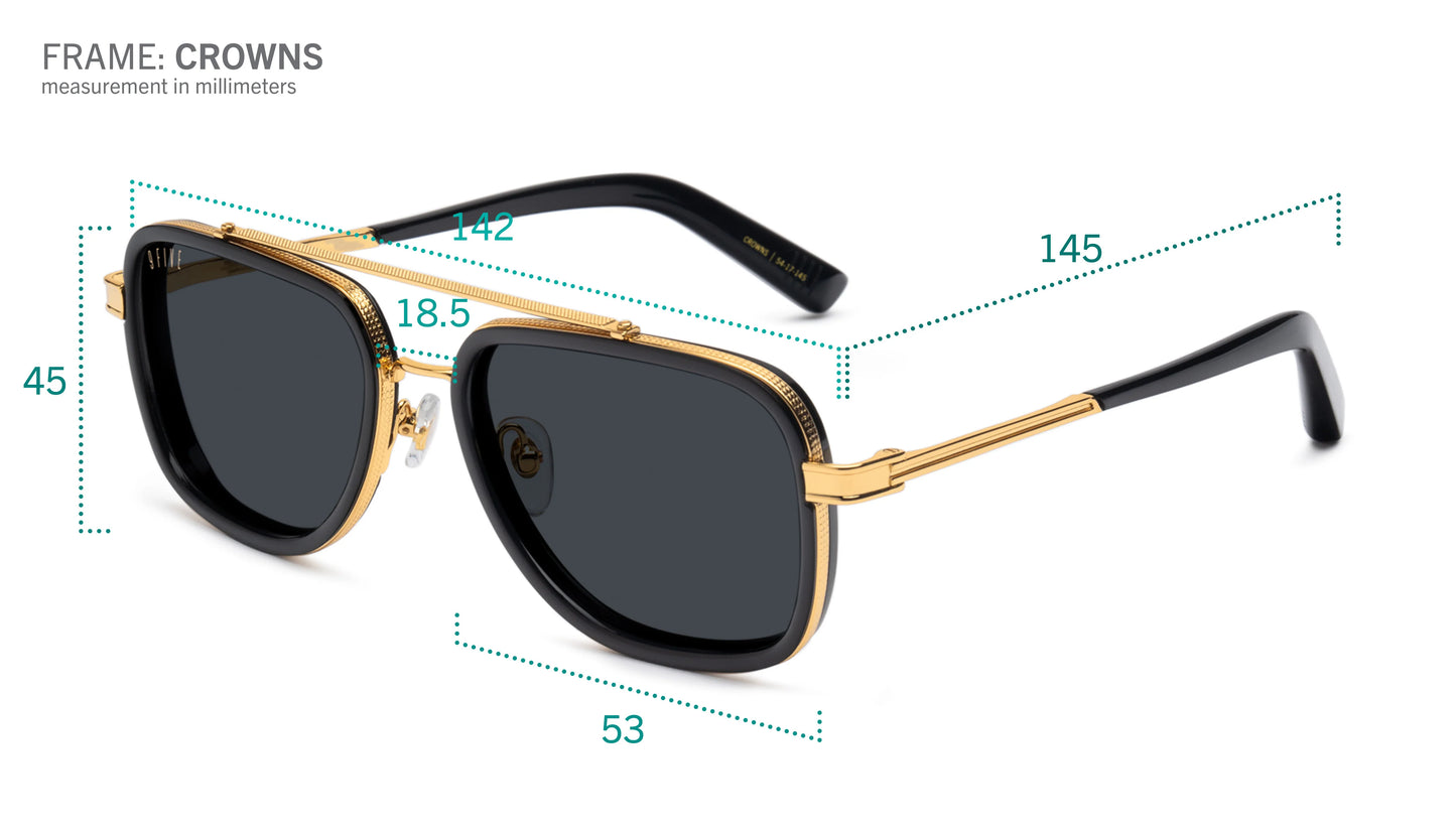 9FIVE Crowns Black & Gold - Jade Sunglasses