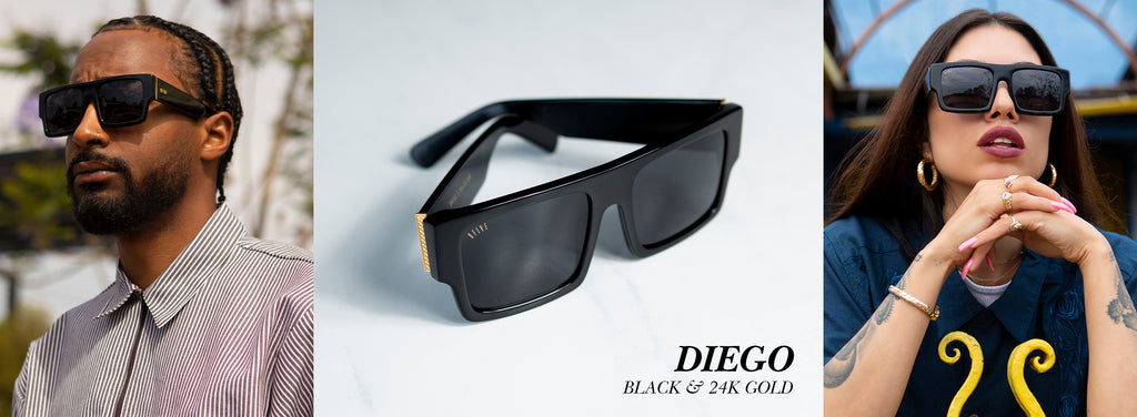 9Five Royals Black & 24K Gold XL - Flash Diamond Sunglasses