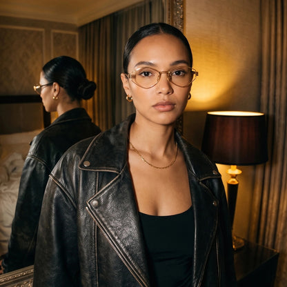 9FIVE Iris Rhombus Black &amp; Gold - Clear Lens Glasses