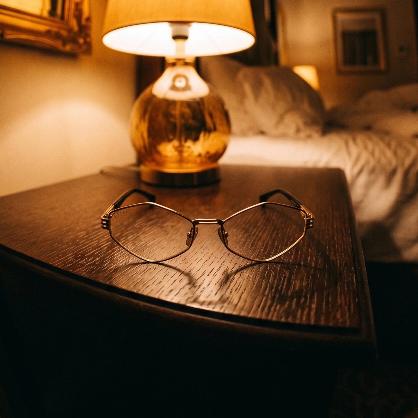 9FIVE Iris Rhombus Black &amp; Gold - Clear Lens Glasses