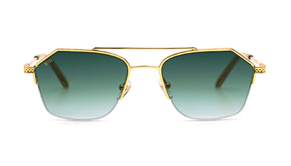 EU Exclusive: 9FIVE Quarter Black &amp; Gold – Green Gradient Sunglasses