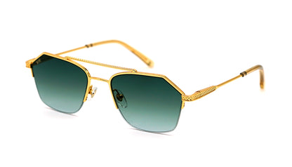 EU Exclusive: 9FIVE Quarter Black &amp; Gold – Green Gradient Sunglasses