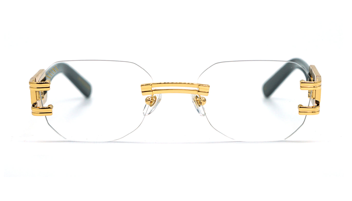 9FIVE Royals Lite Black & Gold Clear Lens Glasses