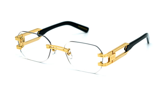 9FIVE Royals Lite Black & Gold Clear Lens Glasses