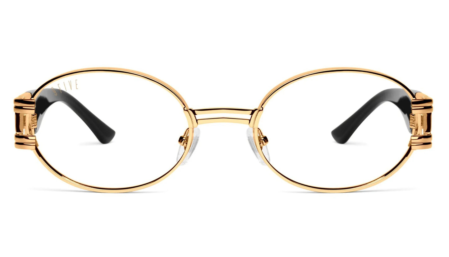 9FIVE St. James – Special XL  sizing – Black &amp; Gold Clear Lens Glasses