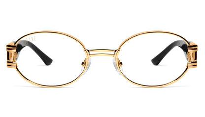 9FIVE St. James – Special XL sizing – Black &amp; Gold Clear Lens Glasses