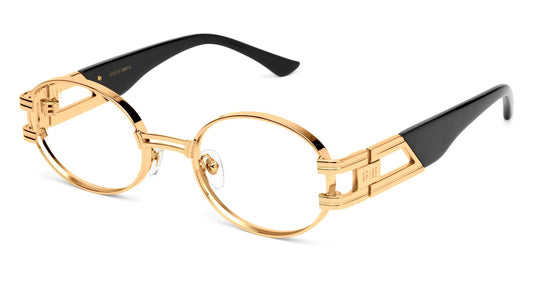 9FIVE St. James – Special XL  sizing – Black &amp; Gold Clear Lens Glasses