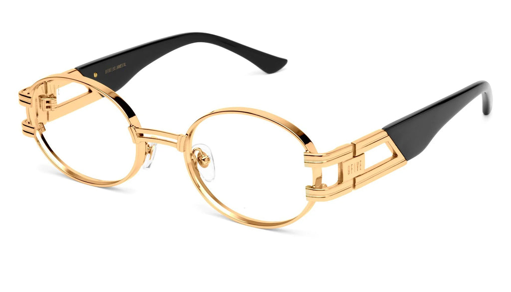 9FIVE St. James – Special <strong>XL </strong> sizing – Black &amp; Gold Clear Lens Glasses