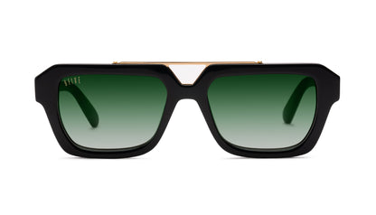 EU Exclusive: 9FIVE Valley - Black &amp; Gold - Green Gradient Lens