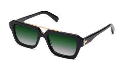 EU Exclusive: 9FIVE Valley - Black &amp; Gold - Green Gradient Lens