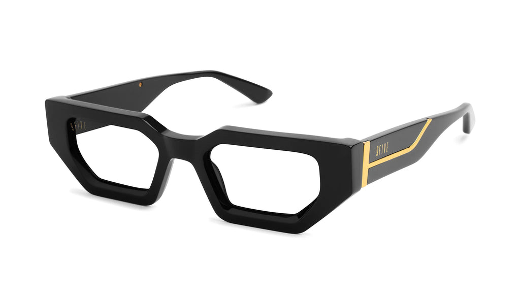 9FIVE Vincent Black &amp; Gold - Clear Lens Glasses 🚨 RUPTURE