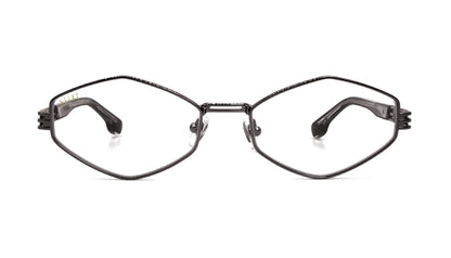 9FIVE Iris Rhombus Gun Metal - Clear Lens Glasses