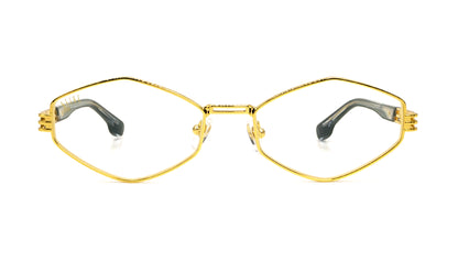 9FIVE Iris Rhombus Black &amp; Gold - Clear Lens Glasses