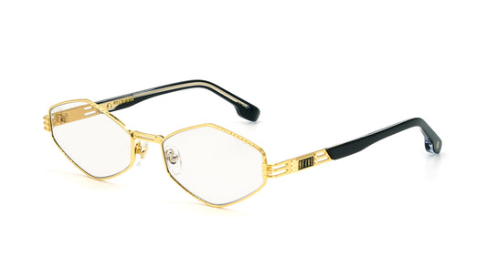 9FIVE Iris Rhombus Black &amp; Gold - Clear Lens Glasses