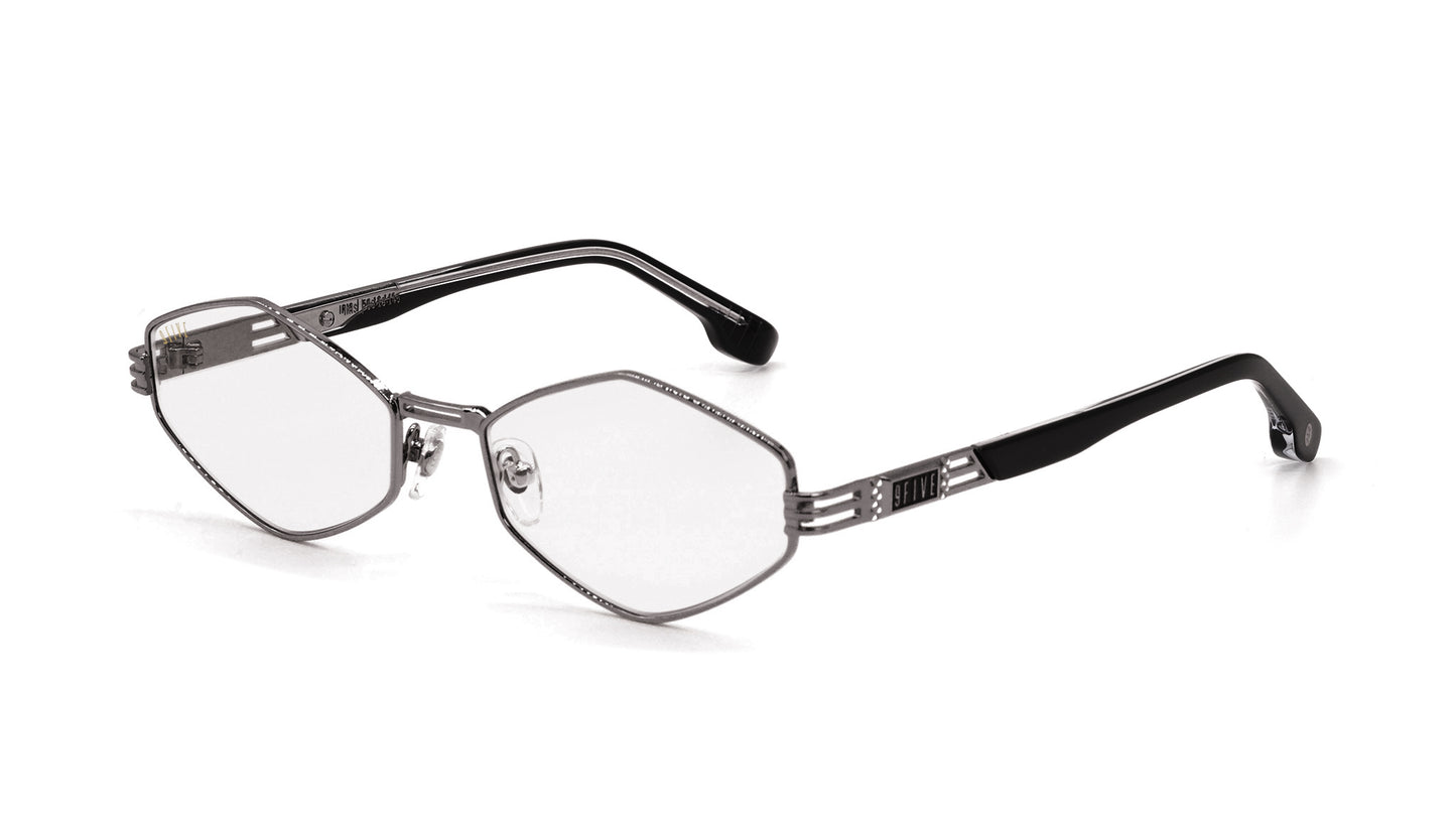 9FIVE Iris Rhombus Gun Metal - Clear Lens Glasses