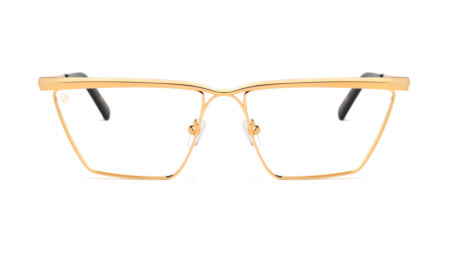 9FIVE Lucia Black &amp; Gold - Clear Lens Glasses