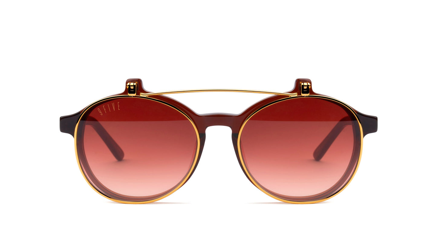 9FIVE Lane Cognac &amp; Gold Flip-up Glasses