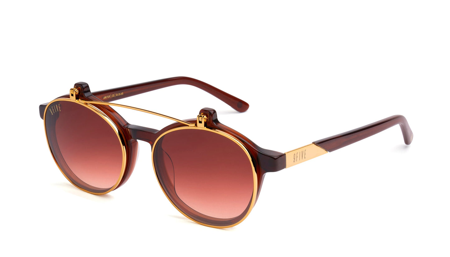 9FIVE Lane Cognac &amp; Gold Flip-up Glasses