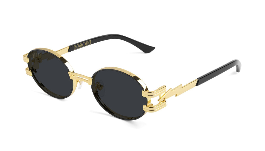 ⚡9FIVE St. James Bolt⚡Black & Gold Sunglasses