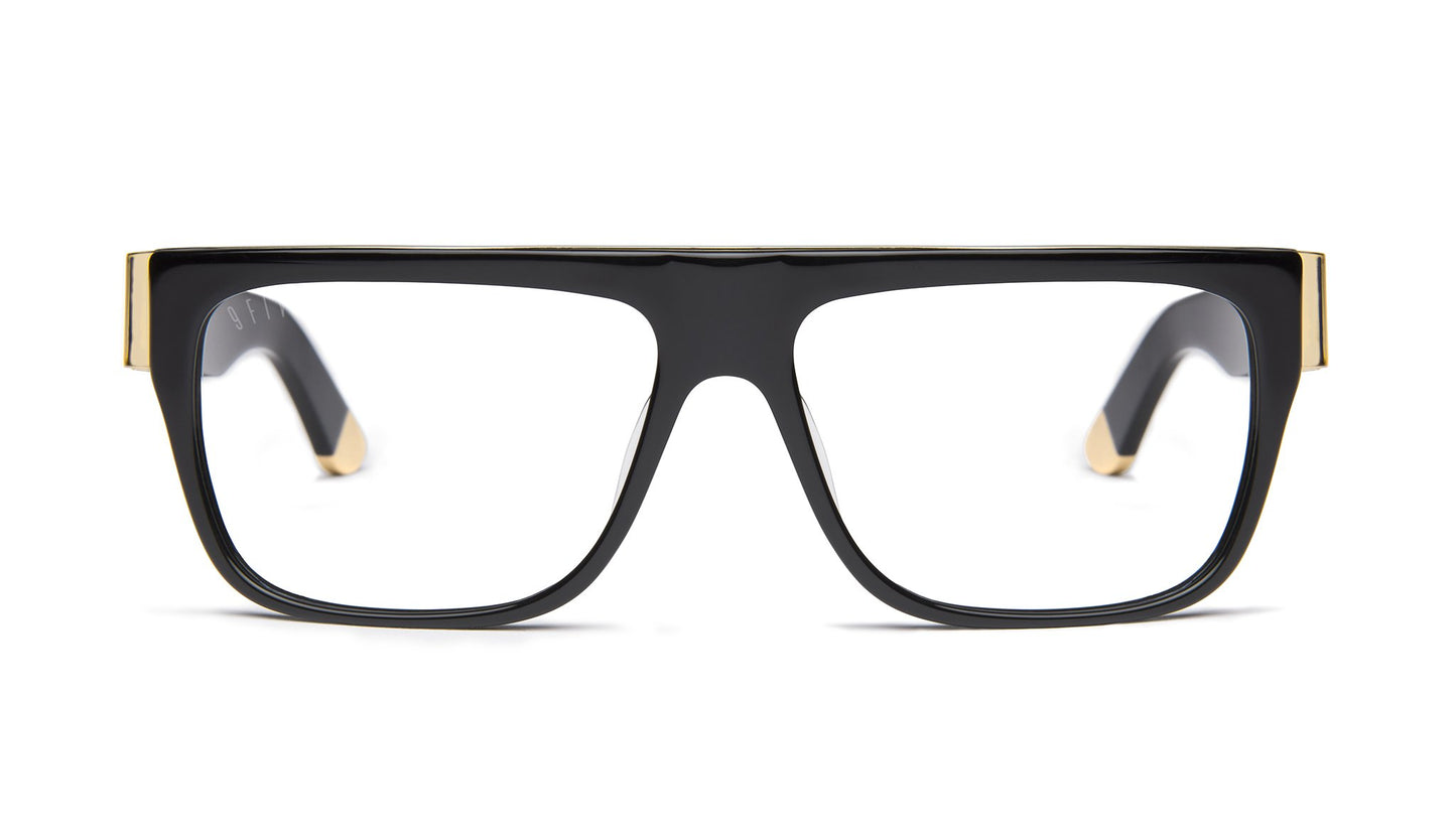 9FIVE 22 Black & 24k Gold Clear Lens Glasses