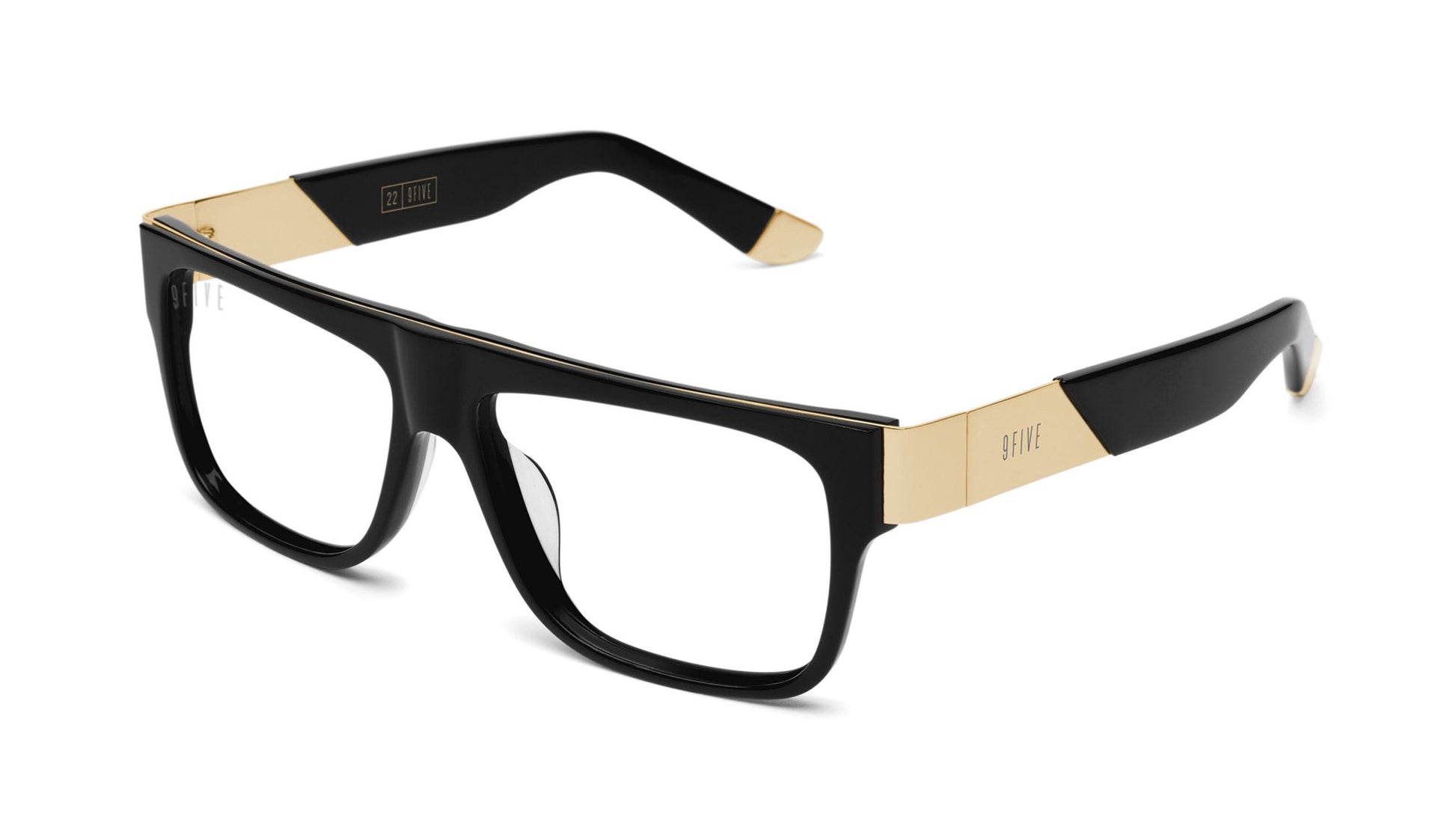 9FIVE 22 Black & 24k Gold Clear Lens Glasses