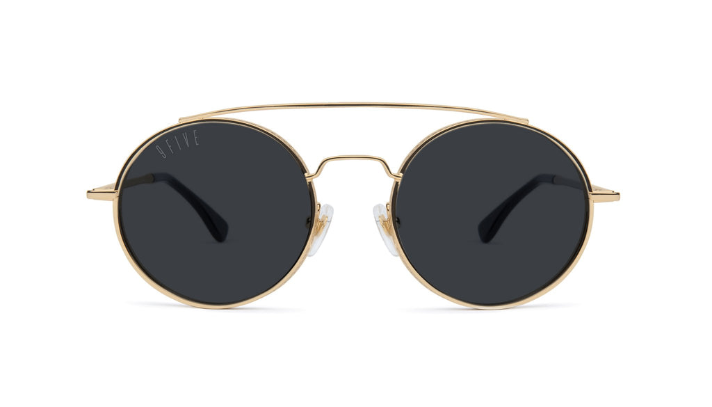 9FIVE 50-50 24K Gold Round Sunglasses