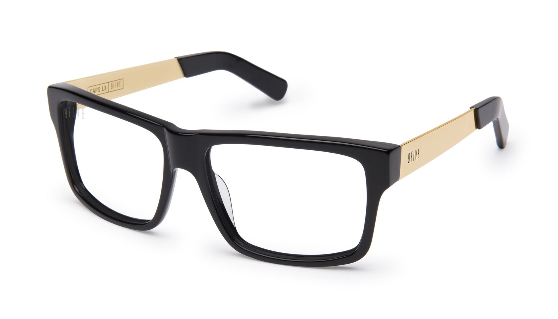 9FIVE Caps LX Black & 24K Gold Clear Lens Glasses