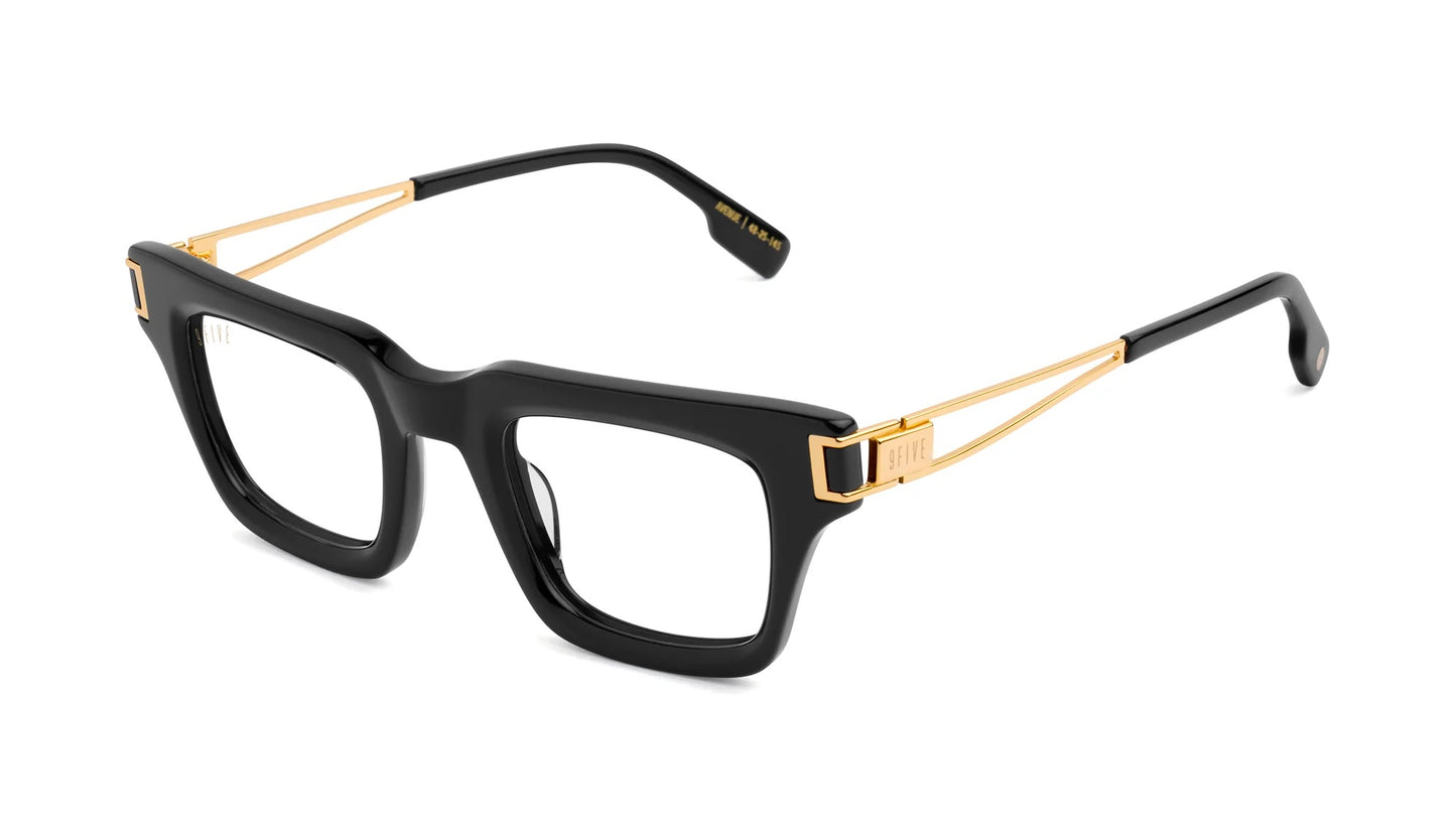 9FIVE Avenue Black &amp; Gold Clear Lens Glasses