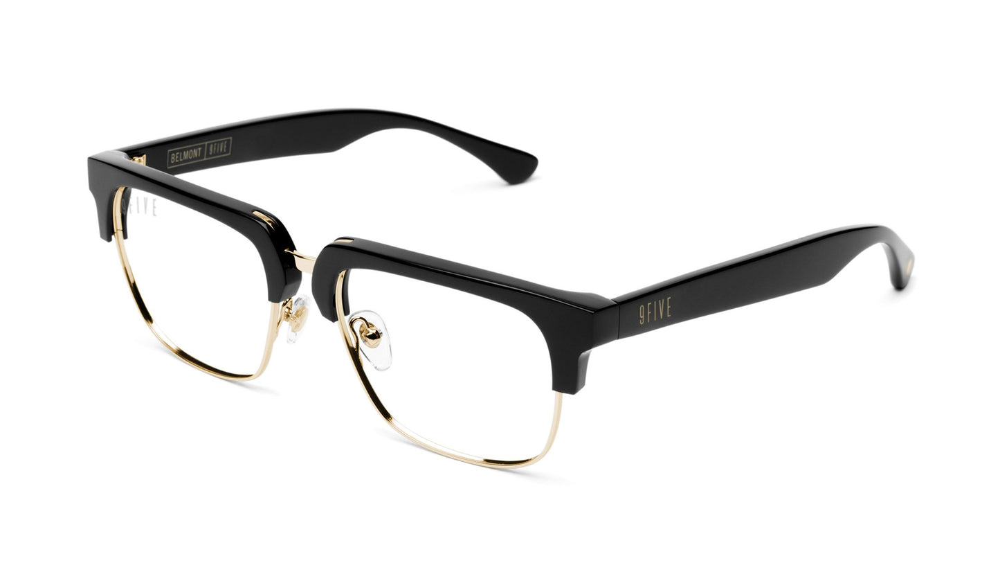 9FIVE Belmont Black & 24K Gold Clear Lens Glasses